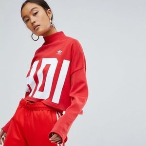 Adidas Bold Age Red Mock Neck Crop Sweater